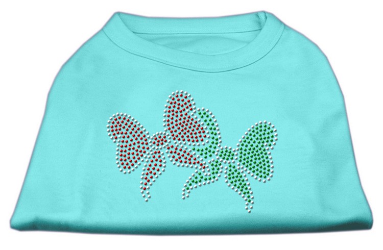 Christmas Bows Rhinestone Shirt Aqua XXXL